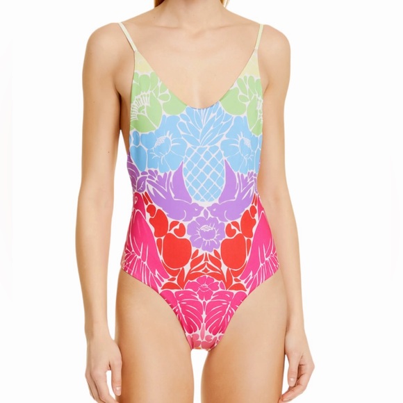 FARM Rio Other - FARM RIO Tropical Graphic One-Piece Swimsuit Cheeky Pineapple Bird Multi Print S